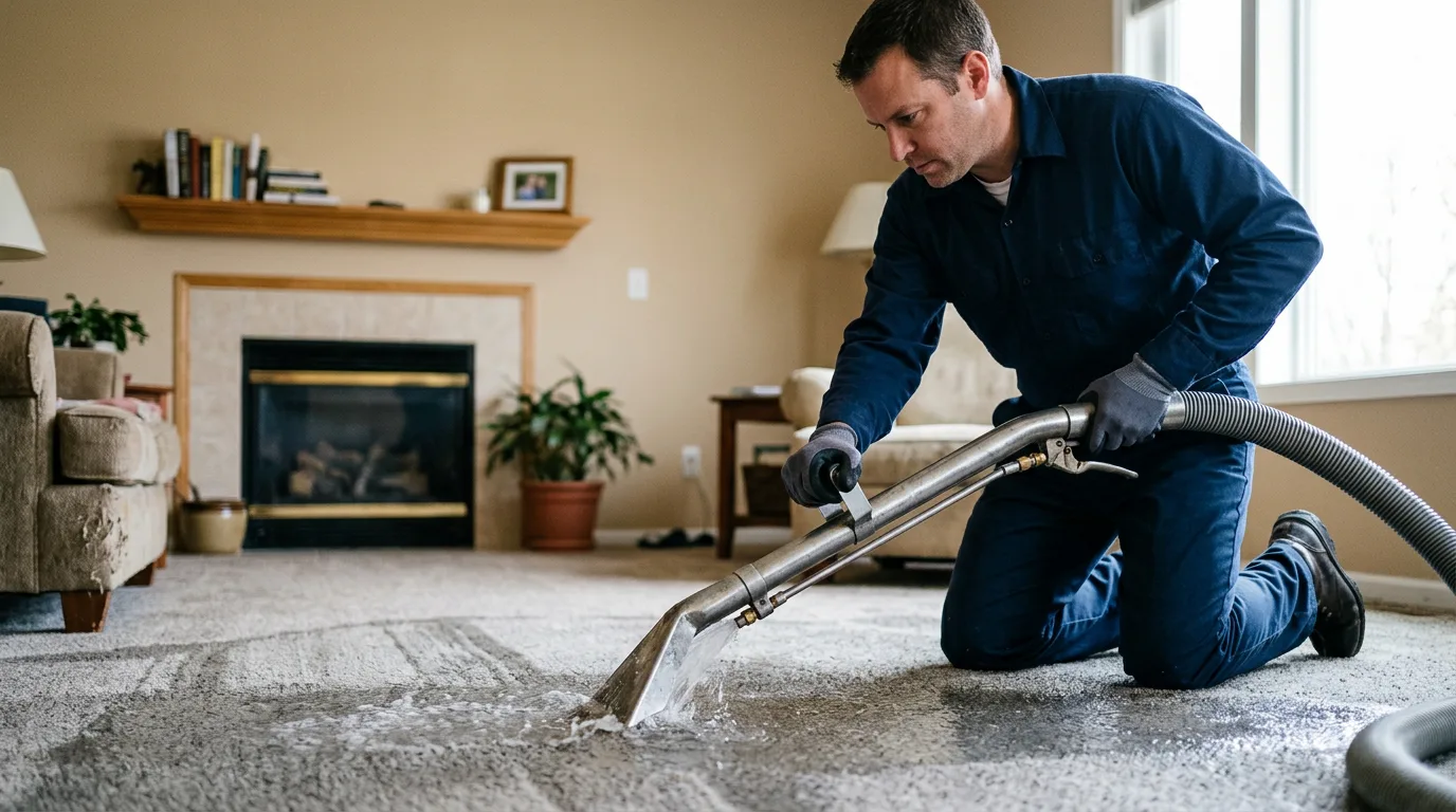 Water damage restoration technician working near Brundidge, AL